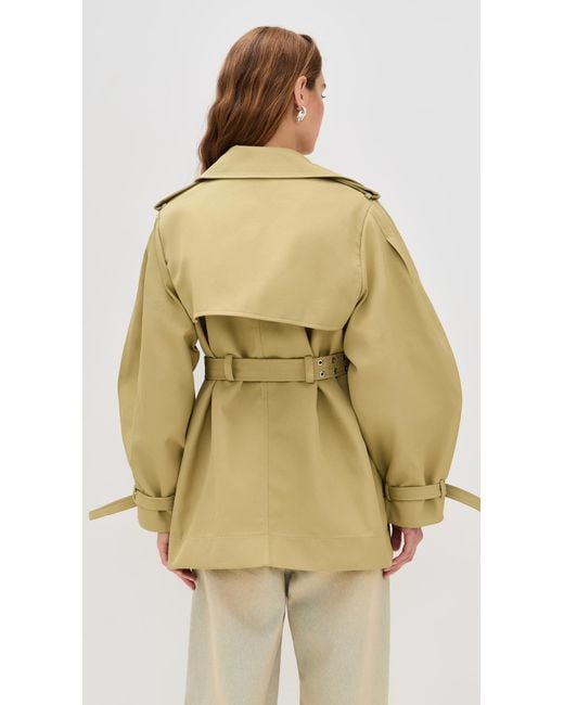 Ganni Natural Heavy Twill Midi Trench Coat