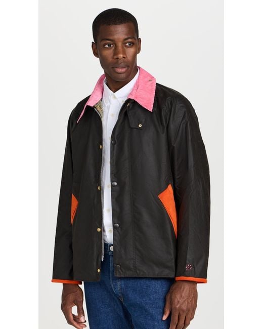 Flower Mountain Barbour X Tranport Wax Jacket Olive/fuchia in