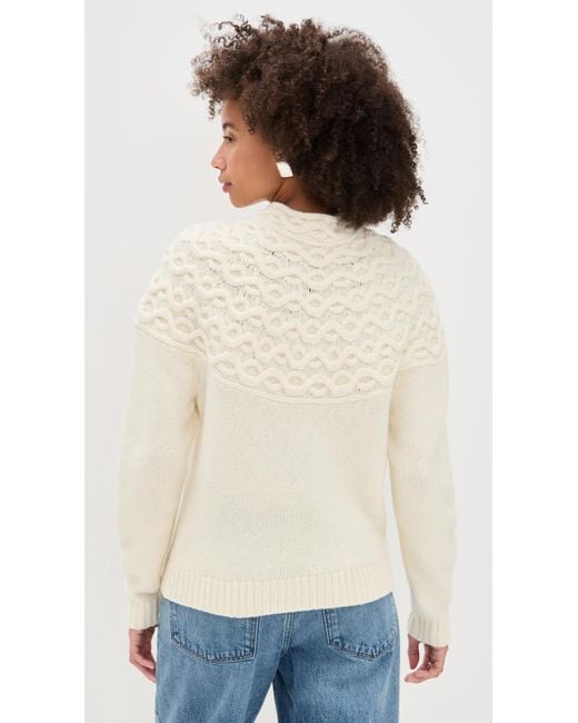 Theory White Cable Yoke Sweater