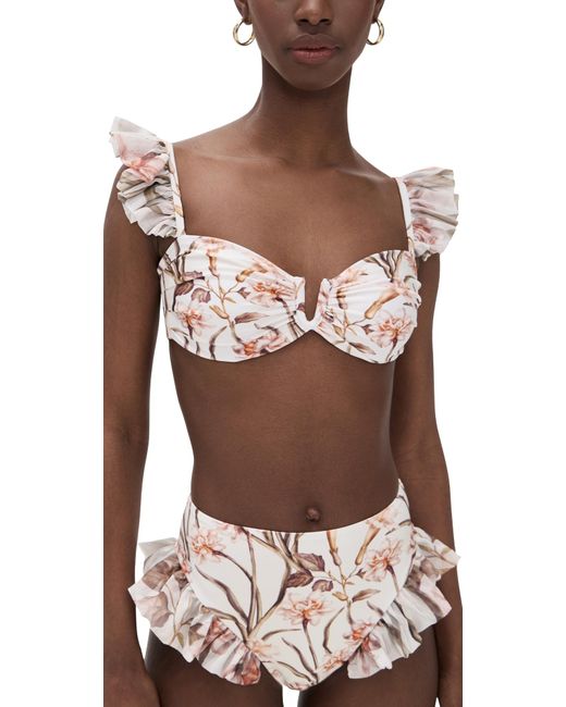 PATBO White Botanic Retro Flutter Bikini Top