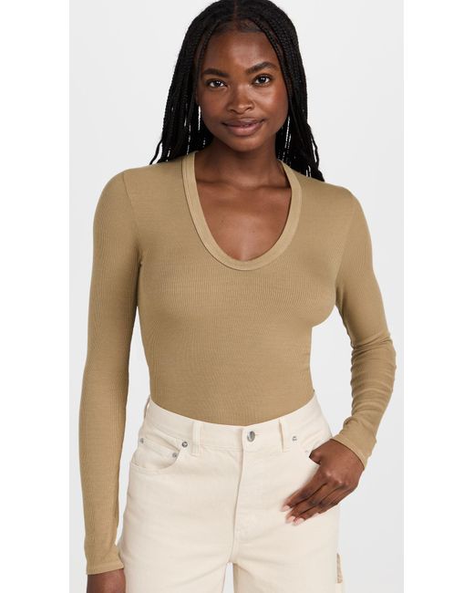 Enza Costa Silk Rib Fitted Long Sleeve Top | Lyst