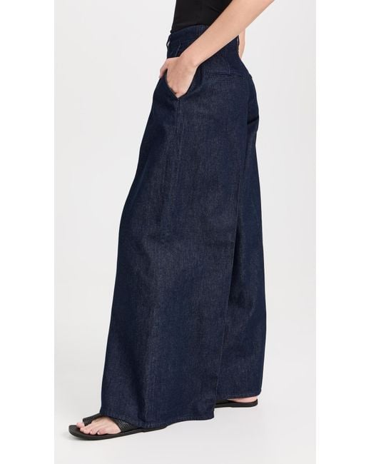Theory Blue Pleated Wide Pants