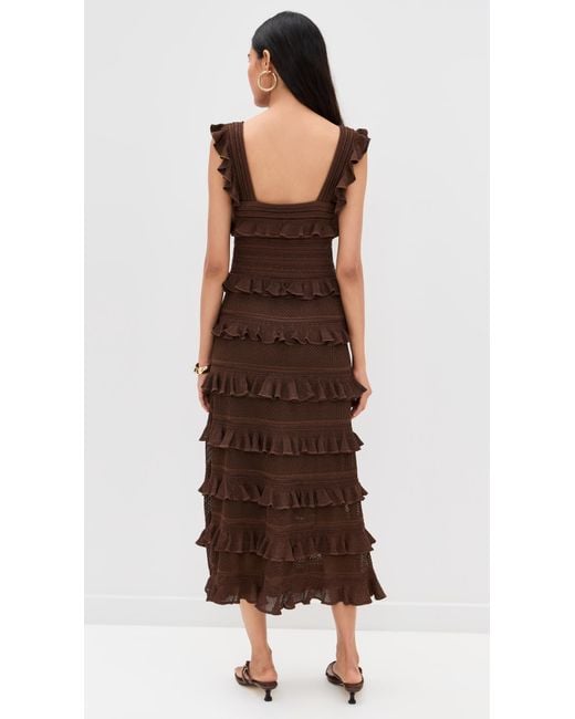 Zimmermann Brown Lace Frill Midi Dress