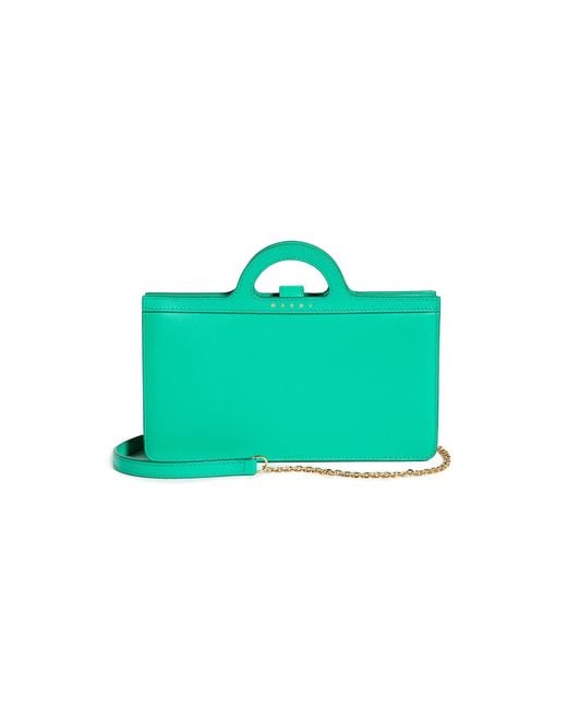 Marni Green Long Wallet With Chain