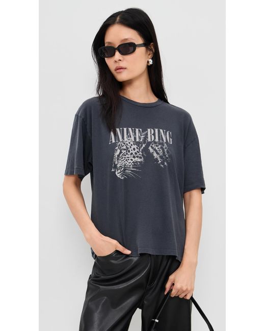 Anine Bing Black Leopard Cohen Tee