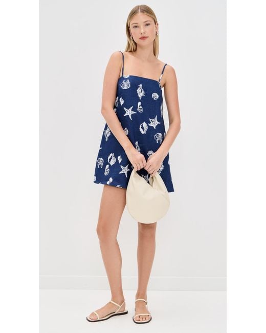 Reformation Blue Aubree Linen Dress