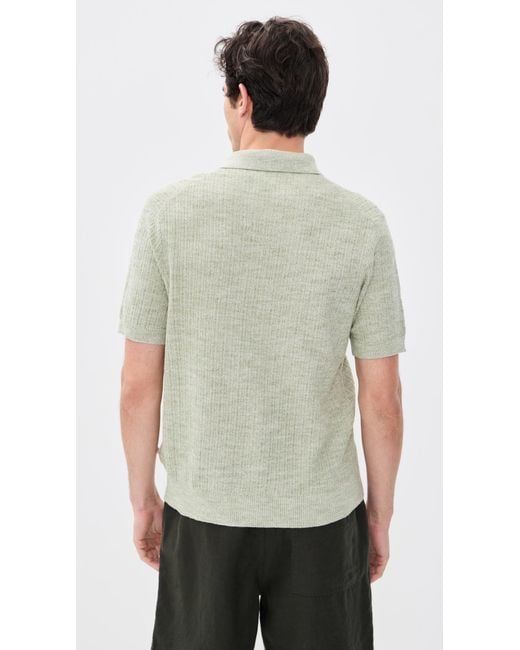 NN07 Green Nolan Button Down Polo Sweater for men