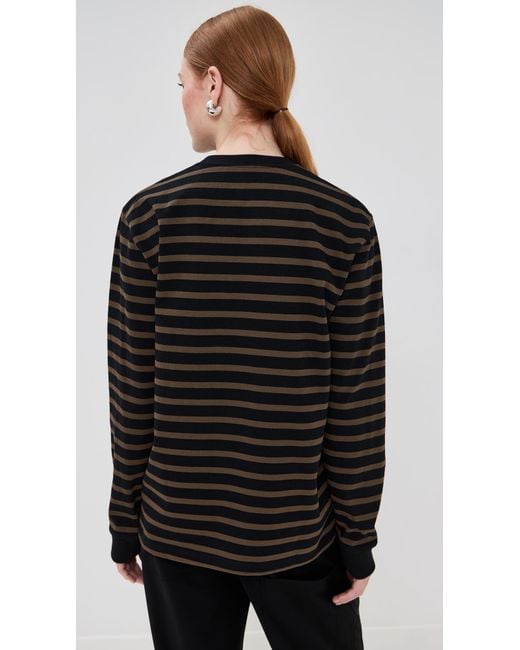 Tibi Black Striped Perfect Tee Crew Neck
