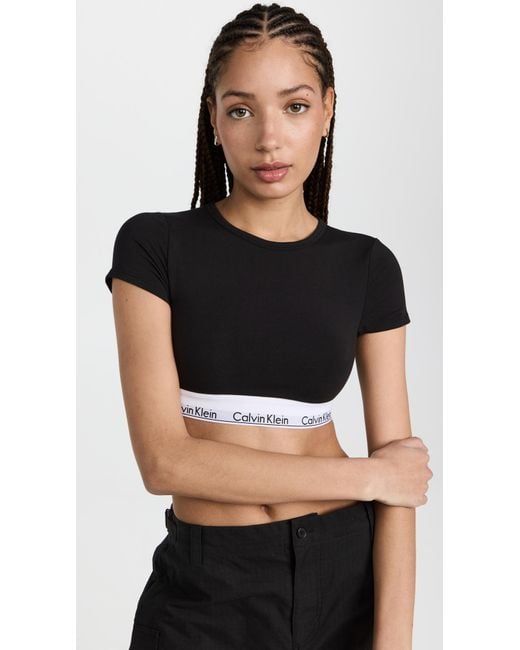 Calvin Klein T shirt Bralette in Black Lyst