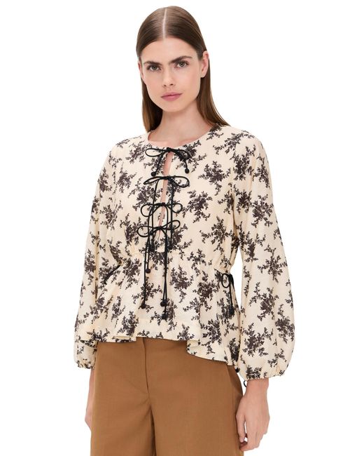 Sea Natural Joan Print Tie Front Top