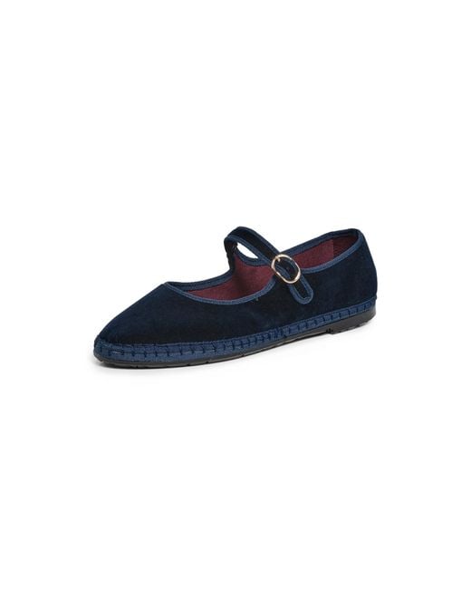 Flabelus Women's Blue Velvet Mary Jane Flats