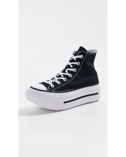 Converse Black Chuck Taylor All Star Lift Double Stack Lace-Up Boots/ 11