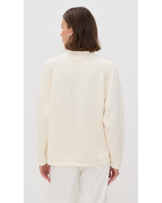 Still Here White Snap Collar Sweater