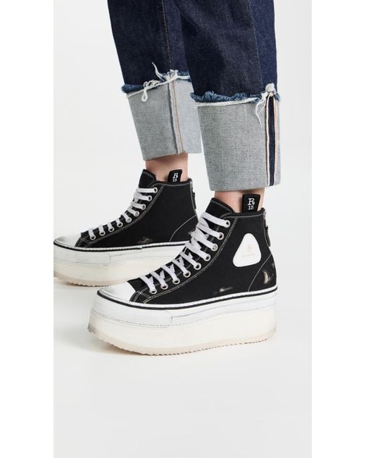 R13 Blue Platform High Top Sneakers