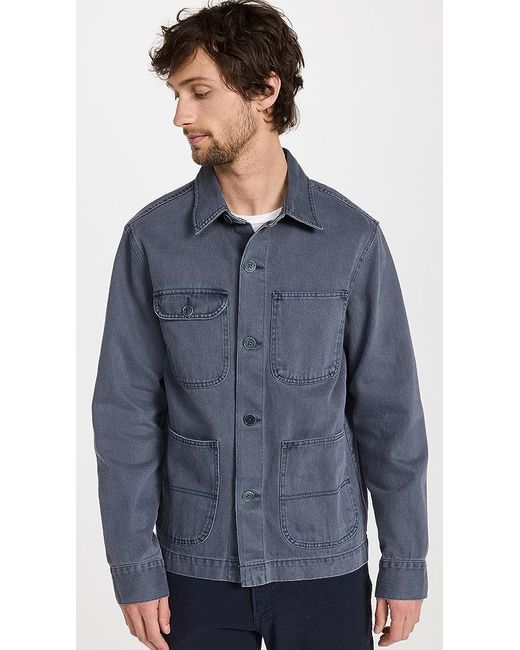 Alex Mill Blue Garment Dyed Work Jacket In Recycled Denim for men