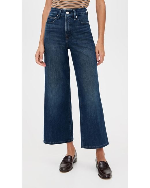 GOOD AMERICAN Blue Soft Tech Good Waist Palazzo Cropped Jeans