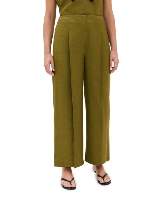 Theory Green Deep Pleat Pants