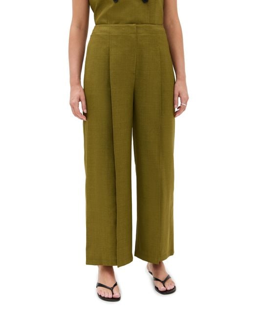 Theory Green Deep Pleat Pants