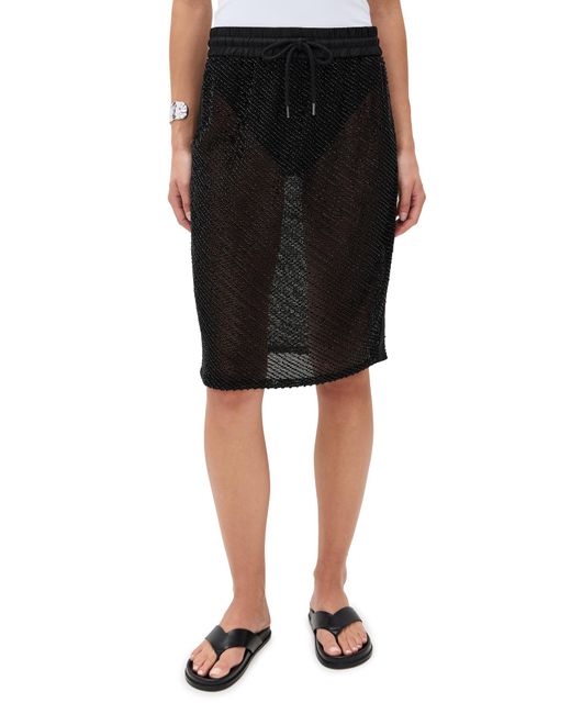 St. Agni Black Glass Beaded Mesh Skirt