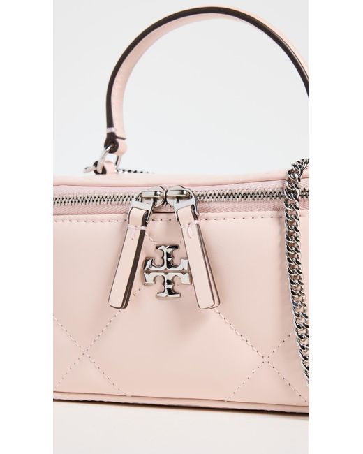 Tory Burch Pink Kira Diamond Quilt Vanity Case