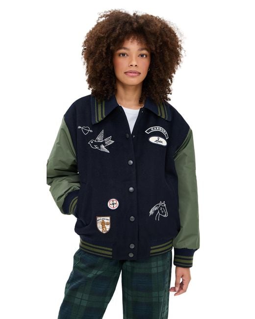Sea Blue Hester Solid Bomber Jacket