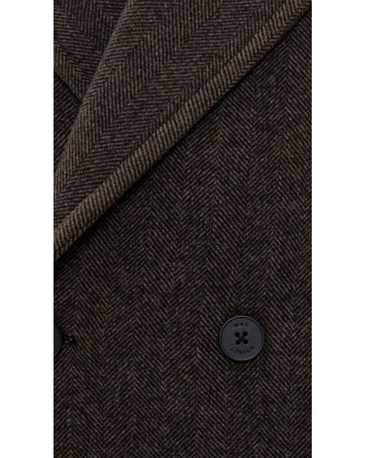 Wax London Black Magnus Double Breasted Overcoat for men