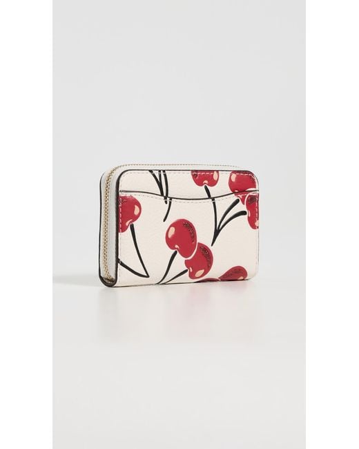 COACH Red Box Program Cherry Print Small Zip Around Wallet