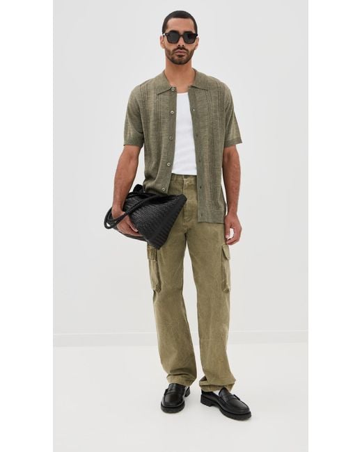 NN07 Green Thor Button Down Sweater Polo for men