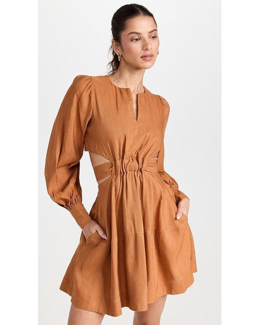 Aje. Spectral V Neck Mini Dress in Brown | Lyst Canada