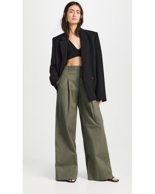 3.1 Phillip Lim Green Double Pleated Wide Leg Trousers