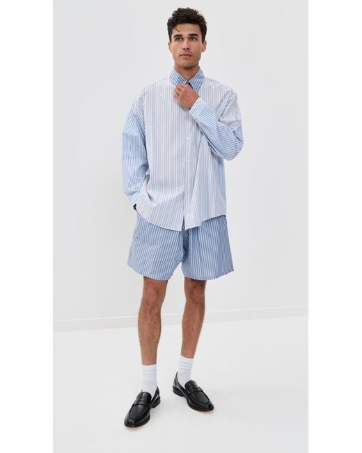 Marni Blue Striped Pull On Shorts 7.75 for men