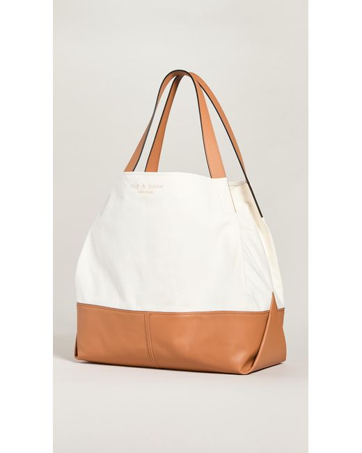 Rag & Bone White Passenger Oversized Tote - Cotton And Leather Extra Large Tote Bag
