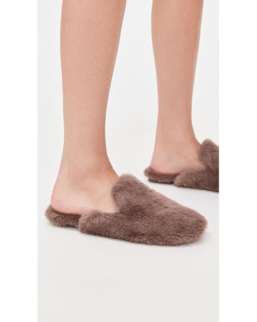 Eberjey Gray Plush Mule Slippers