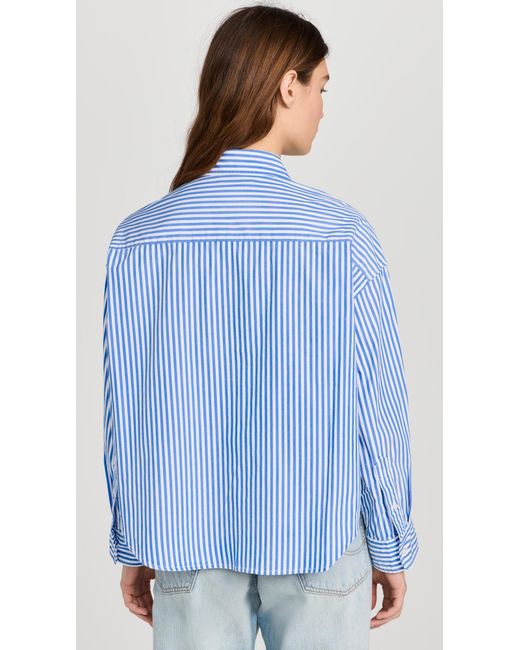 Denimist Blue Cropped Shirt Med Bue Stripe X