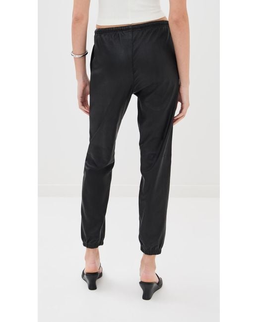 SPRWMN Black Leather Drawstring Joggers