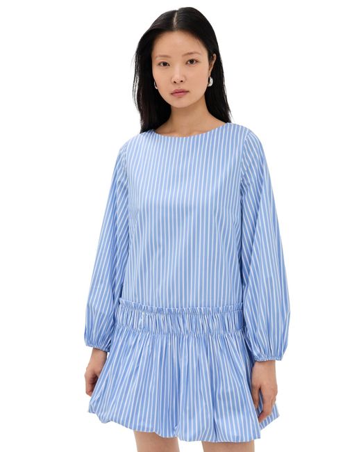 English Factory Blue Stripe Balloon Mini Dress