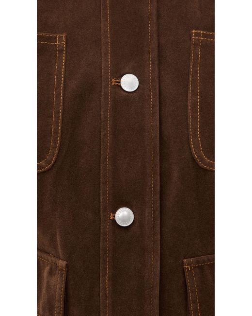 Avec Les Filles Brown Cropped Faux Suede Barn Jacket