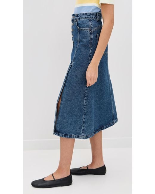 ALIGNE Blue Troy Midi Skirt