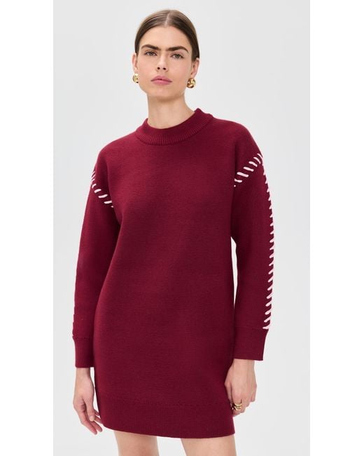 English Factory Whip Stitched Knit Mini Dress in Red | Lyst