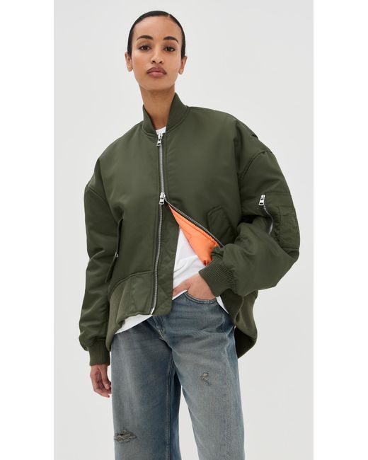 J.W. Anderson Green Oversized Curved Hem Bomber Jacket