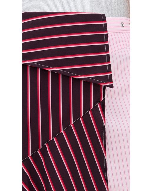 Marques'Almeida Purple Mixed Stripes Patchwork Wrap Midi Skirt
