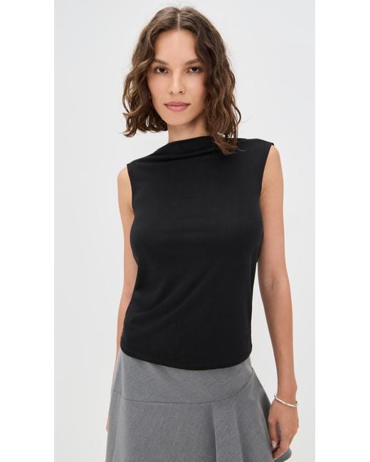 Wayf Black Celeste Drape Back Top