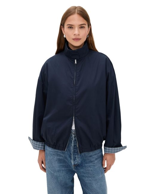 Pixie Market Blue Plaid Contrast Bomber Jacket