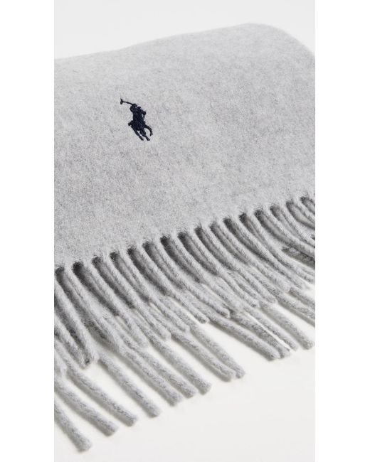 Polo Ralph Lauren White Solid Recycled Wool Scarf