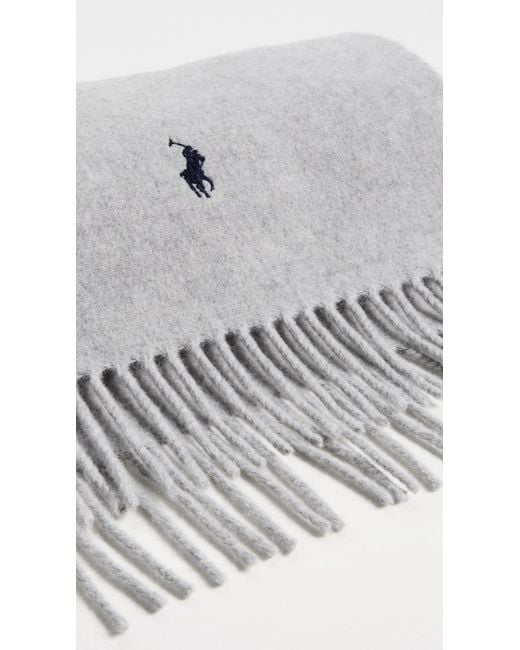 Polo Ralph Lauren White Solid Recycled Wool Scarf