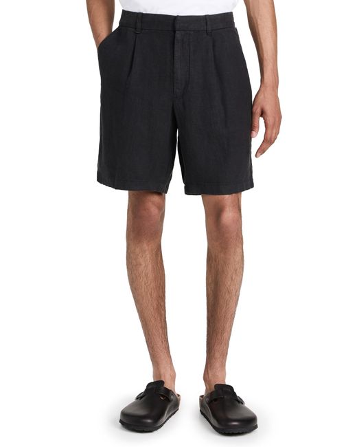 Rag & Bone Black Elliot Linen Pleated 7" Shorts for men