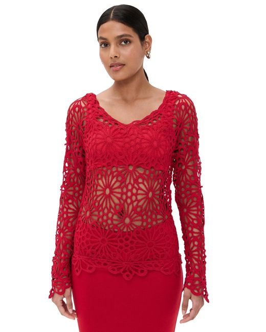 Norma Kamali Red Off Shoulder Raglan Top