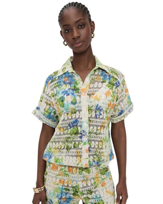 PQ Swim Green Blake Button Top