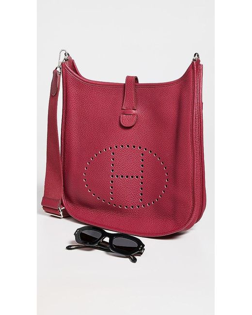 What Goes Around Comes Around Hermes Red Clemence Evelyne III Gm Bag