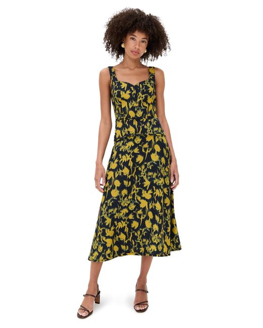 Ulla Johnson Green Vivi Sweetheart Neckline Midi Dress